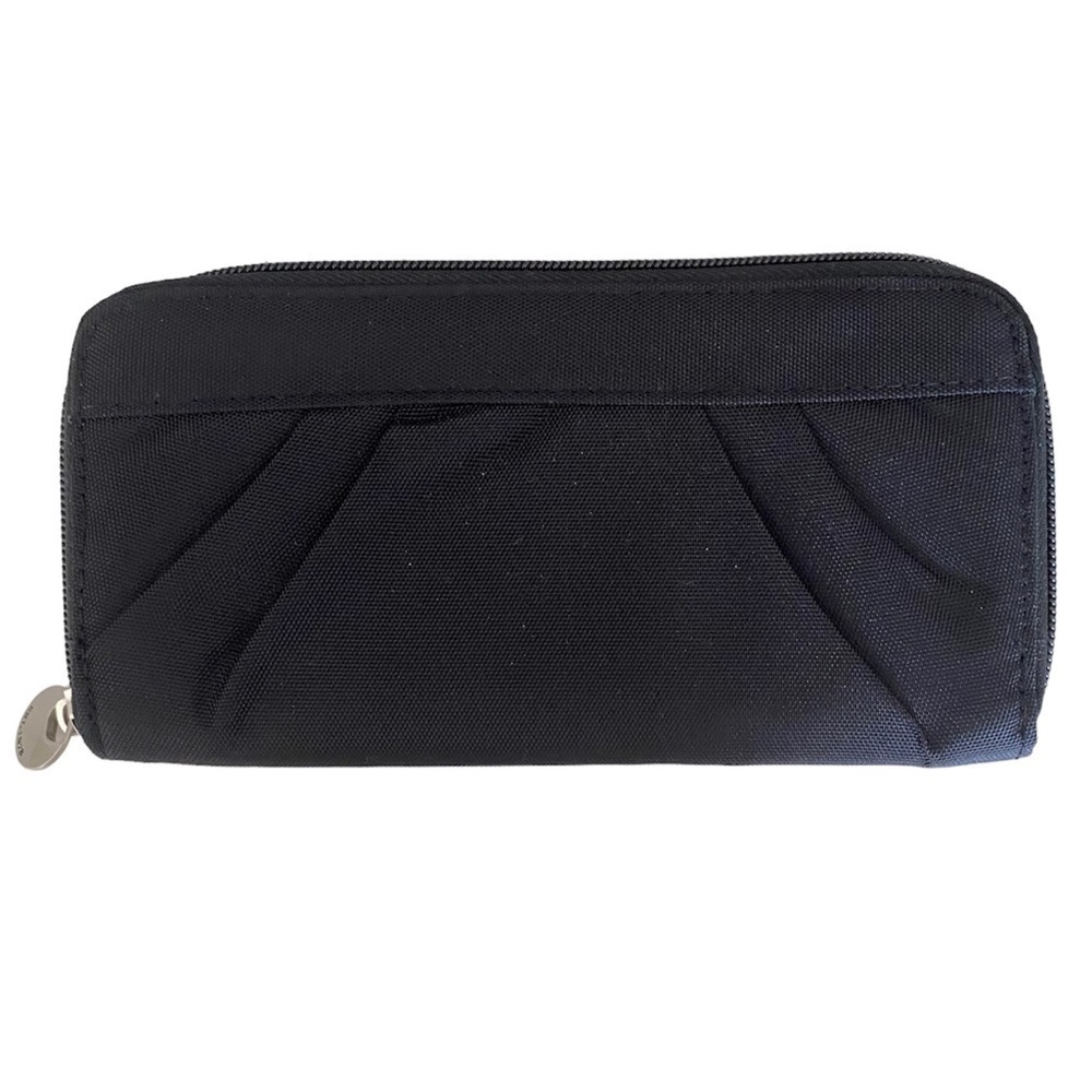 TRAVELON Wallet RFID Blocking Zip Around Multi Pocket Black/Coral NWOT